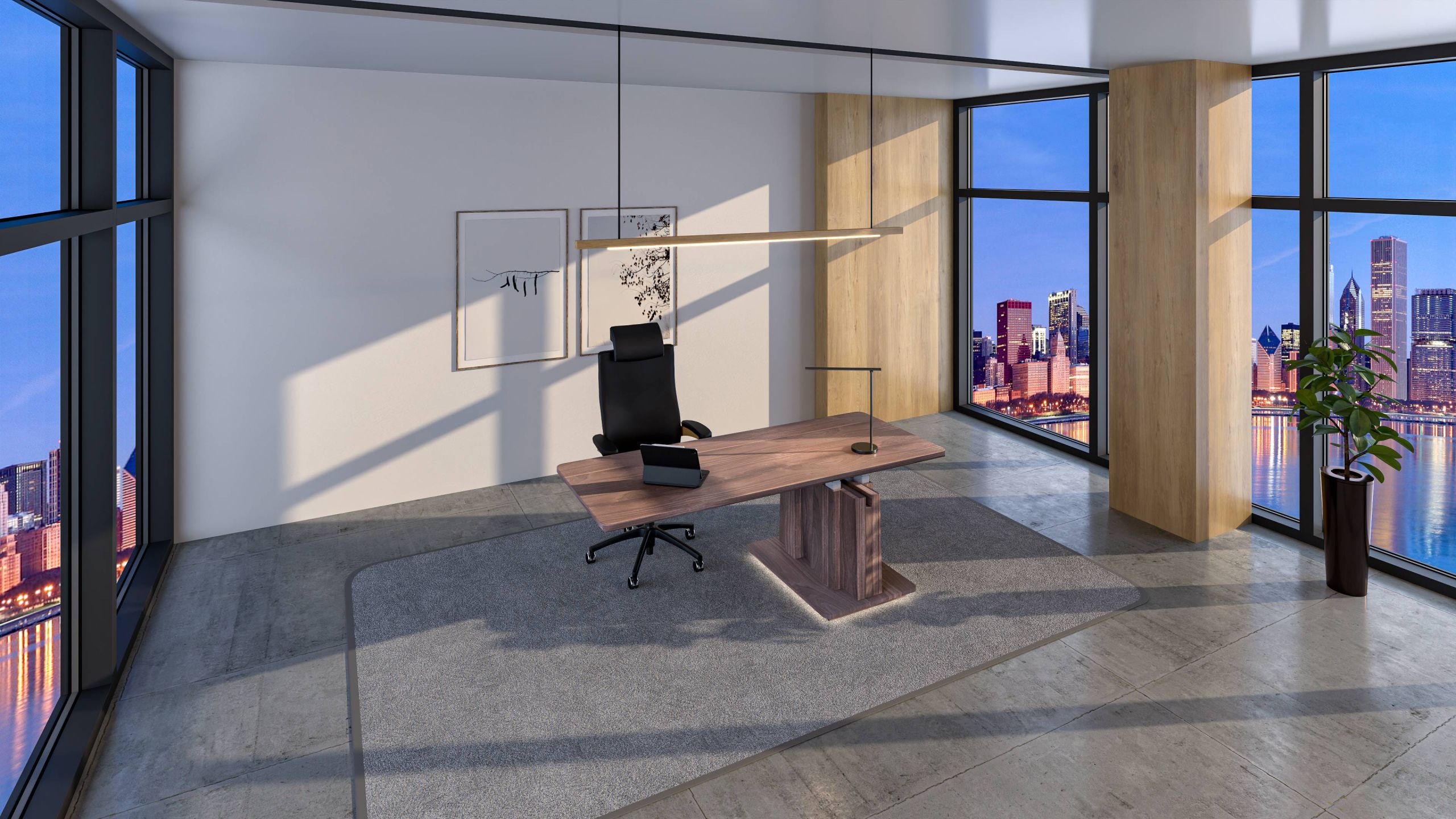 Zit sta bureau directie vervaardigd uit walnoot