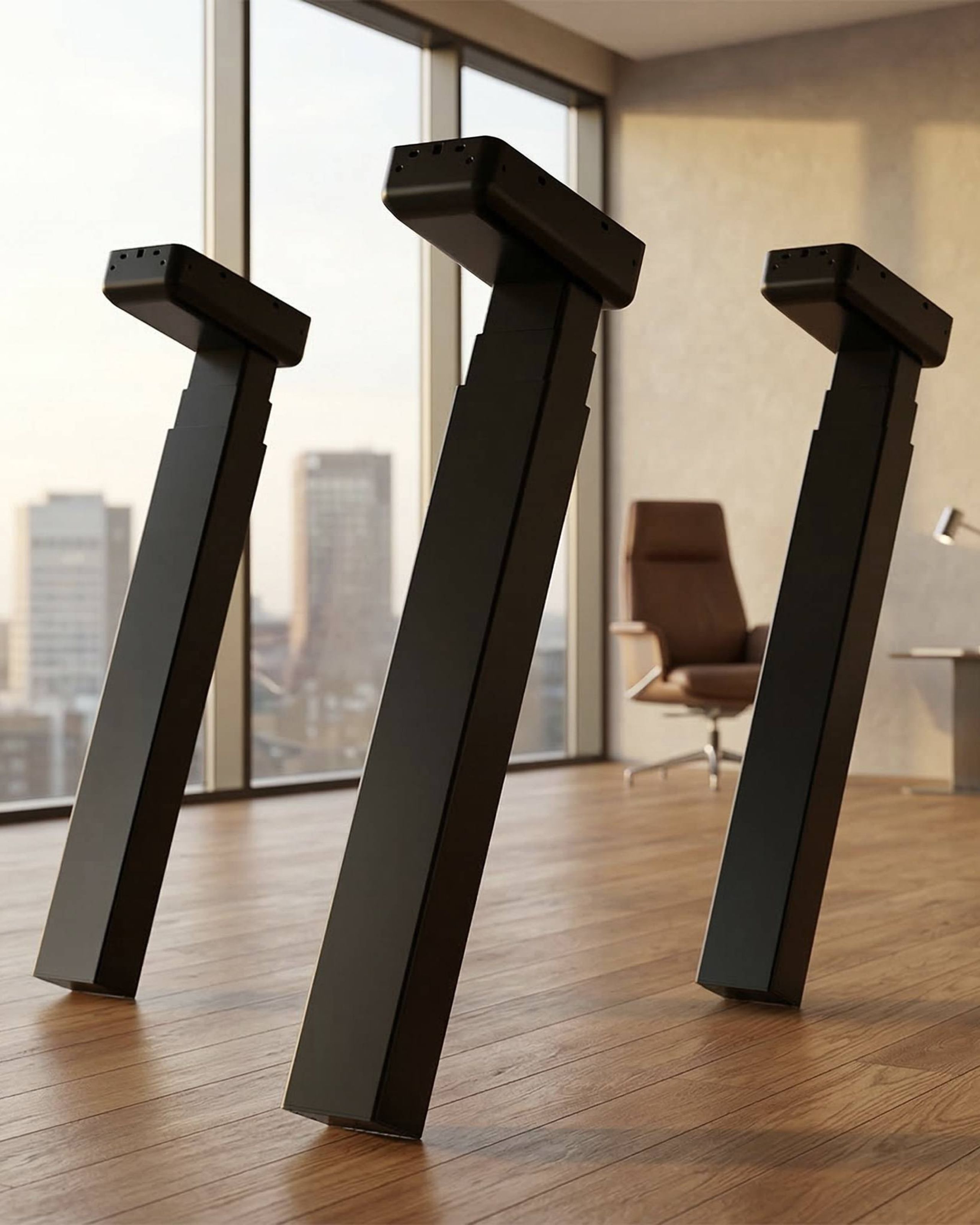 Zwart zit-sta bureau poten set van 3