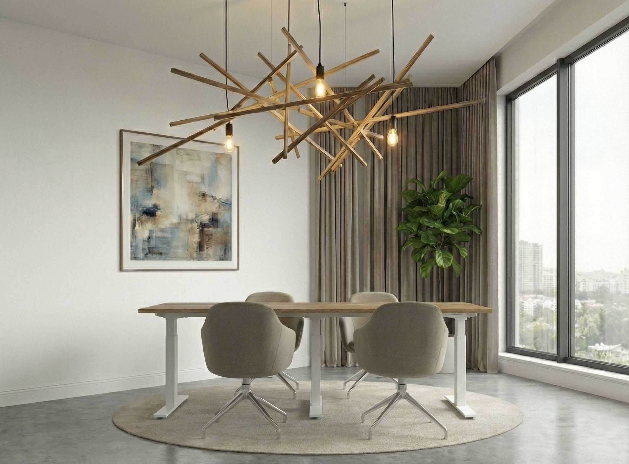 Mooie zit-sta vergadertafel massief eiken