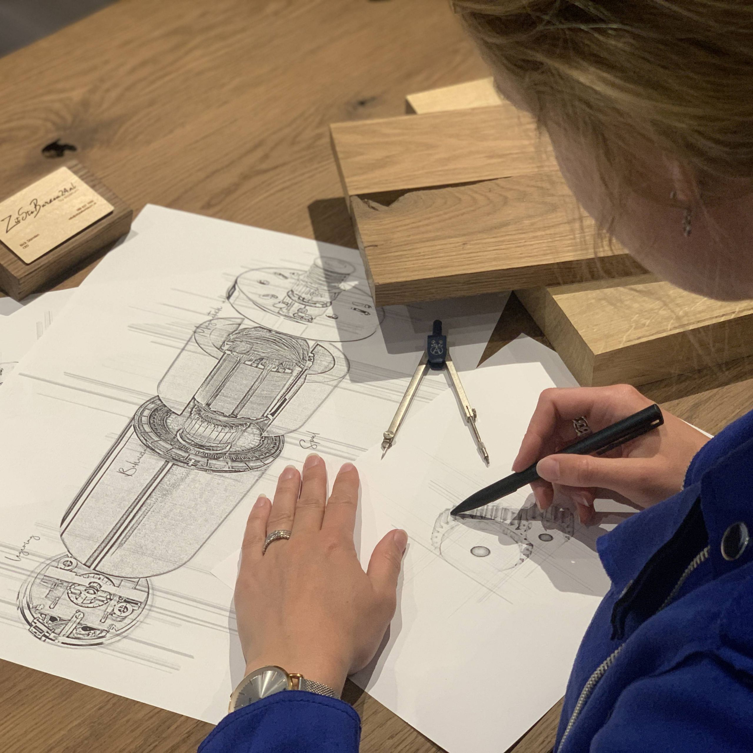 Tekening ontwerp tafels en bureaus
