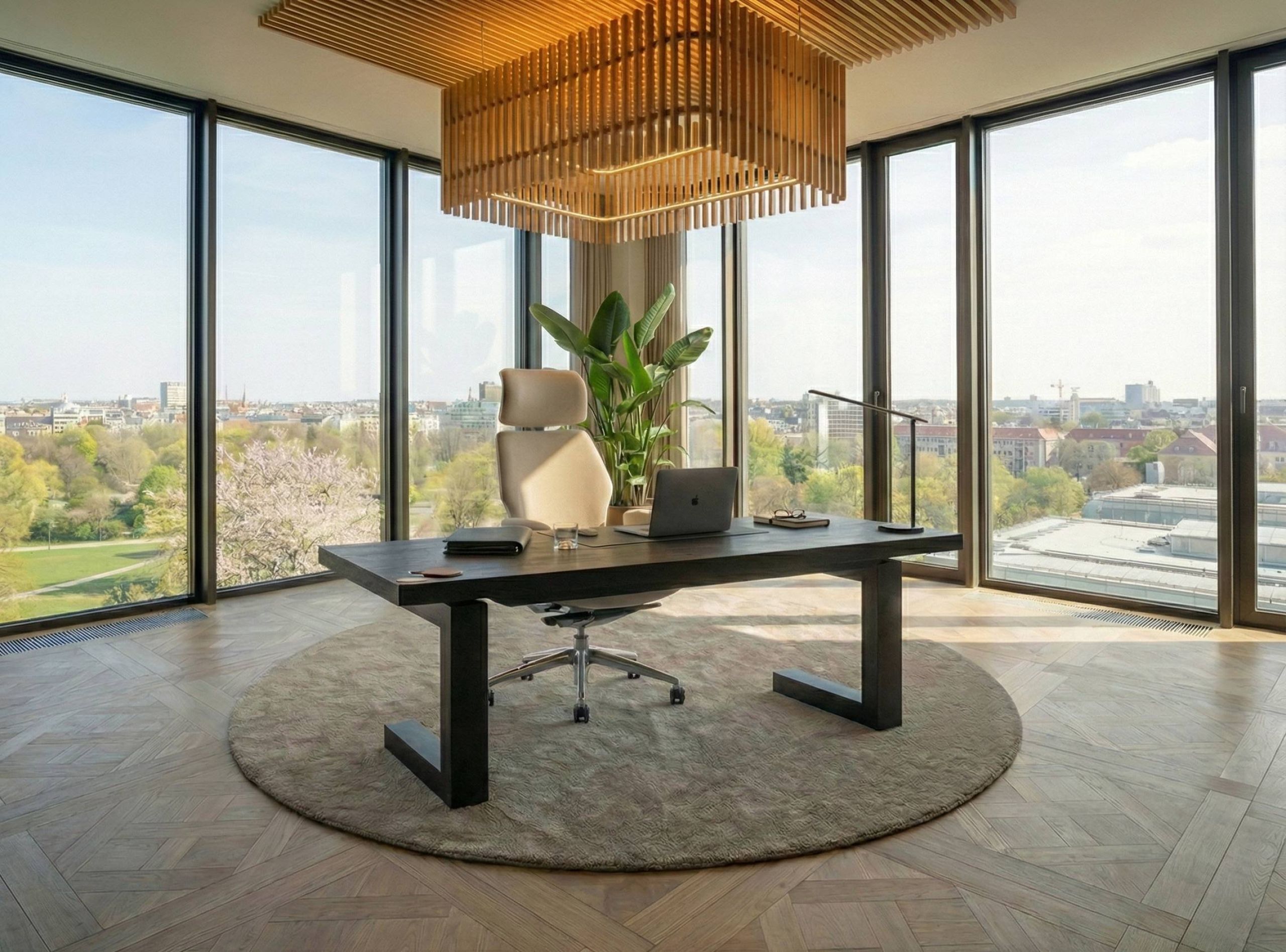 Rechthoekige zwarte directie zit-sta bureau