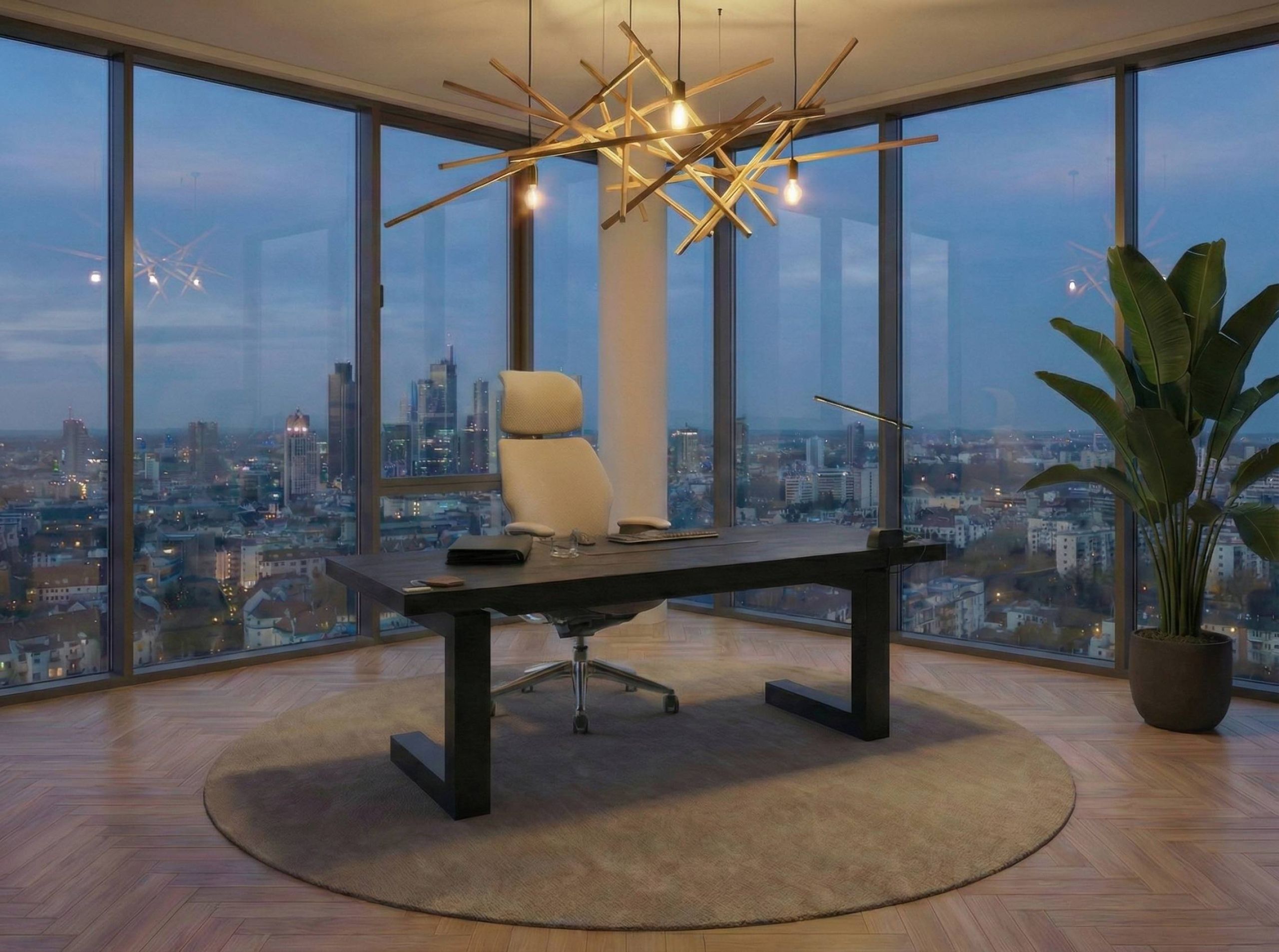 Zwarte eiken directie zit-sta bureau uit Nederland